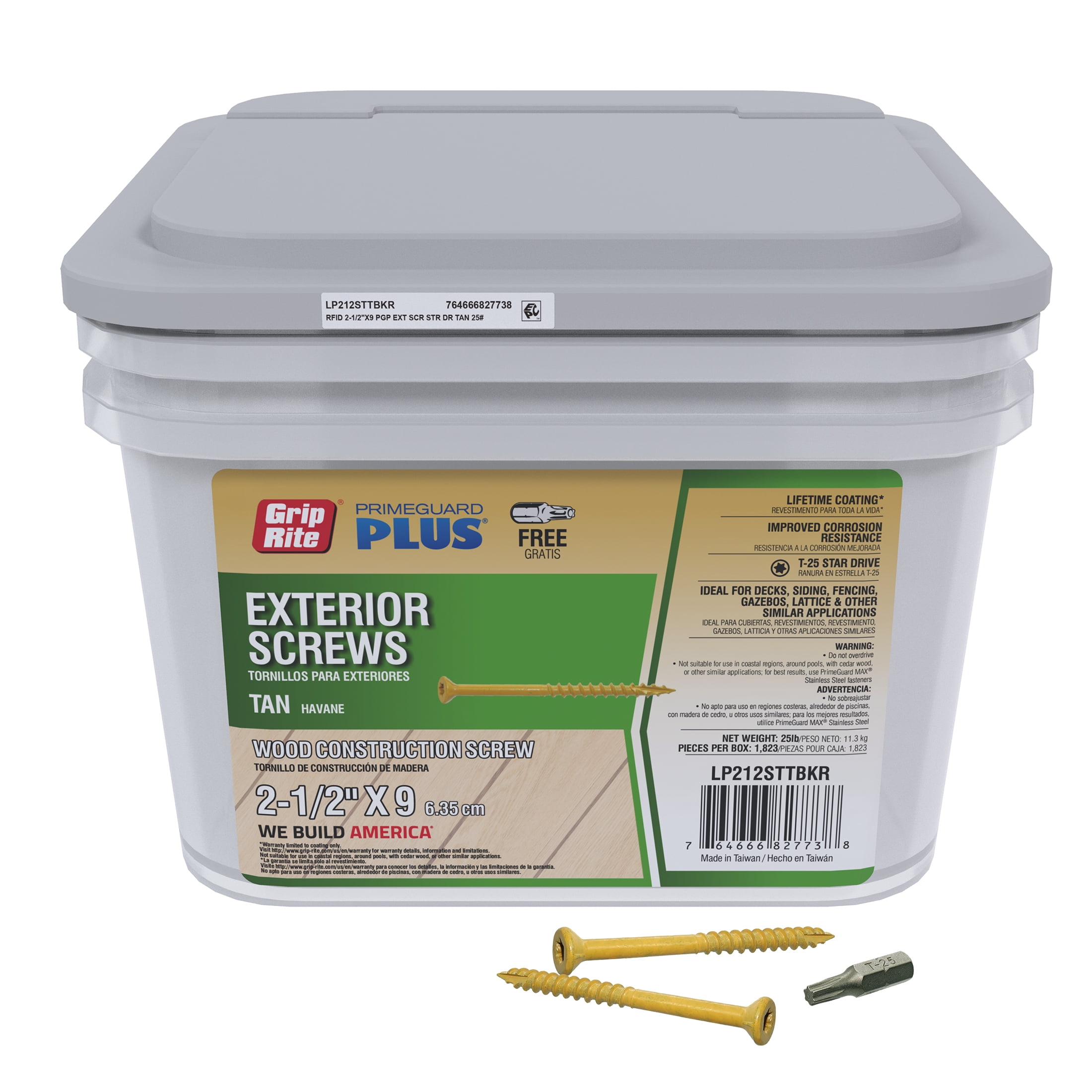 Grip-Rite PrimeGuard Plus #9 x 2-1/2 in. Tan Wood to Wood Deck Screw 25lb.