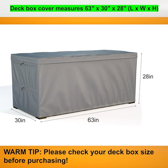 Outdoor Deck Box Cover 150 Gallon, Heavy Duty 600D Oxford Cloth Water & Dust Resistant