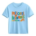 thumbnail image 2 of Blue Kids Girls T-Shirt First Day of School, Cotton Short Sleeve Tee for Preschool, Soft Graphic Kids Little Girl Top,Size 4 T, 2 of 9