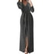 thumbnail image 1 of Vestido de cóctel Prolriy, vestido de fiesta para mujer, con lentejuelas, manga larga, cuello en V, largo, ajustado, con abertura, para invitada de boda, 2024, negro, XXL, 1 of 8