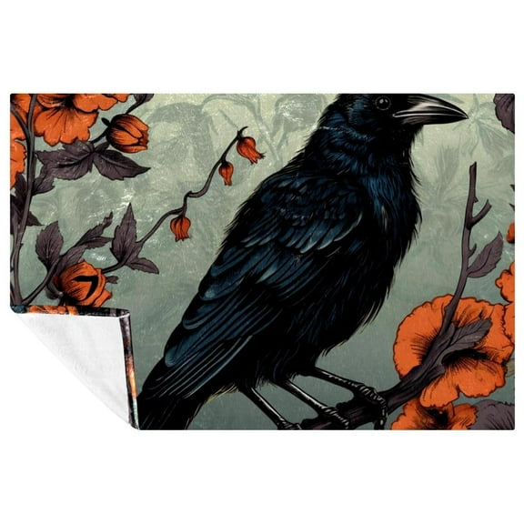 Crow Fluffy Blankets Cozy Microfiber Throw Blanket - Soft and Warm Printed Lightweight Blanket for Sofa, Bed, Couch, Office, Camping