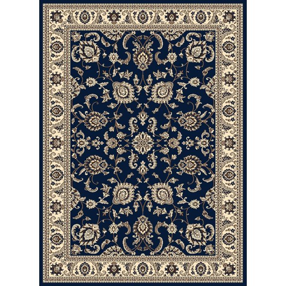 Vitaly Mana Area Rug 1426 Denim Blue Bordered Floral 5' 5" x 7' 7" Rectangle