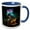 Blue/White, variant on 3drose, a Glowing Bioluminescent Frog-like Creature with Mushroom Tendrils., 11oz Two-tone Black Mug