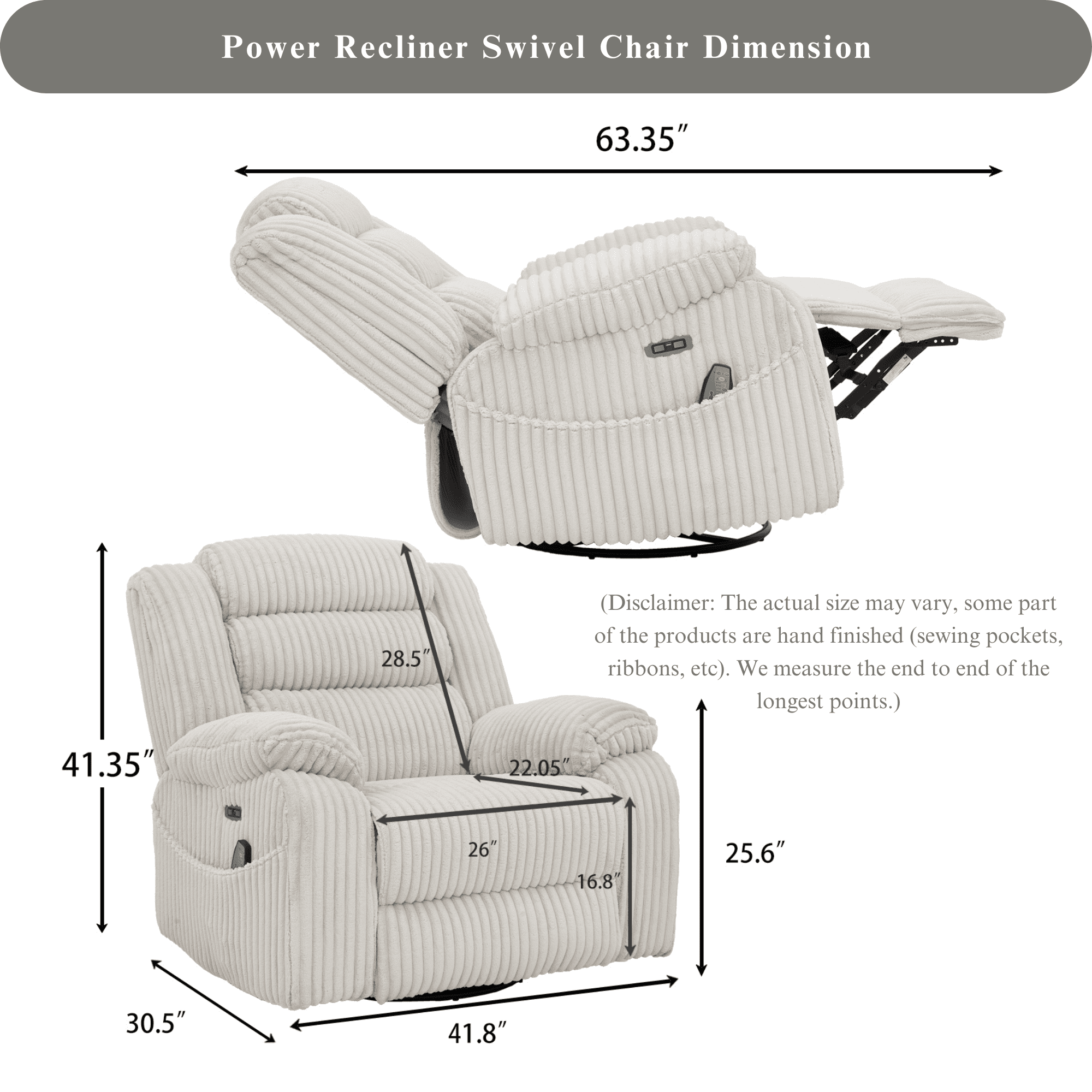 JUUXO Extra Wide Rocker Recliner Swivel Chair Nursery with Heat Massage - USB & Type C Charging Port - Velvet Swivel Reclining Chair for Living Room Bedroom Office