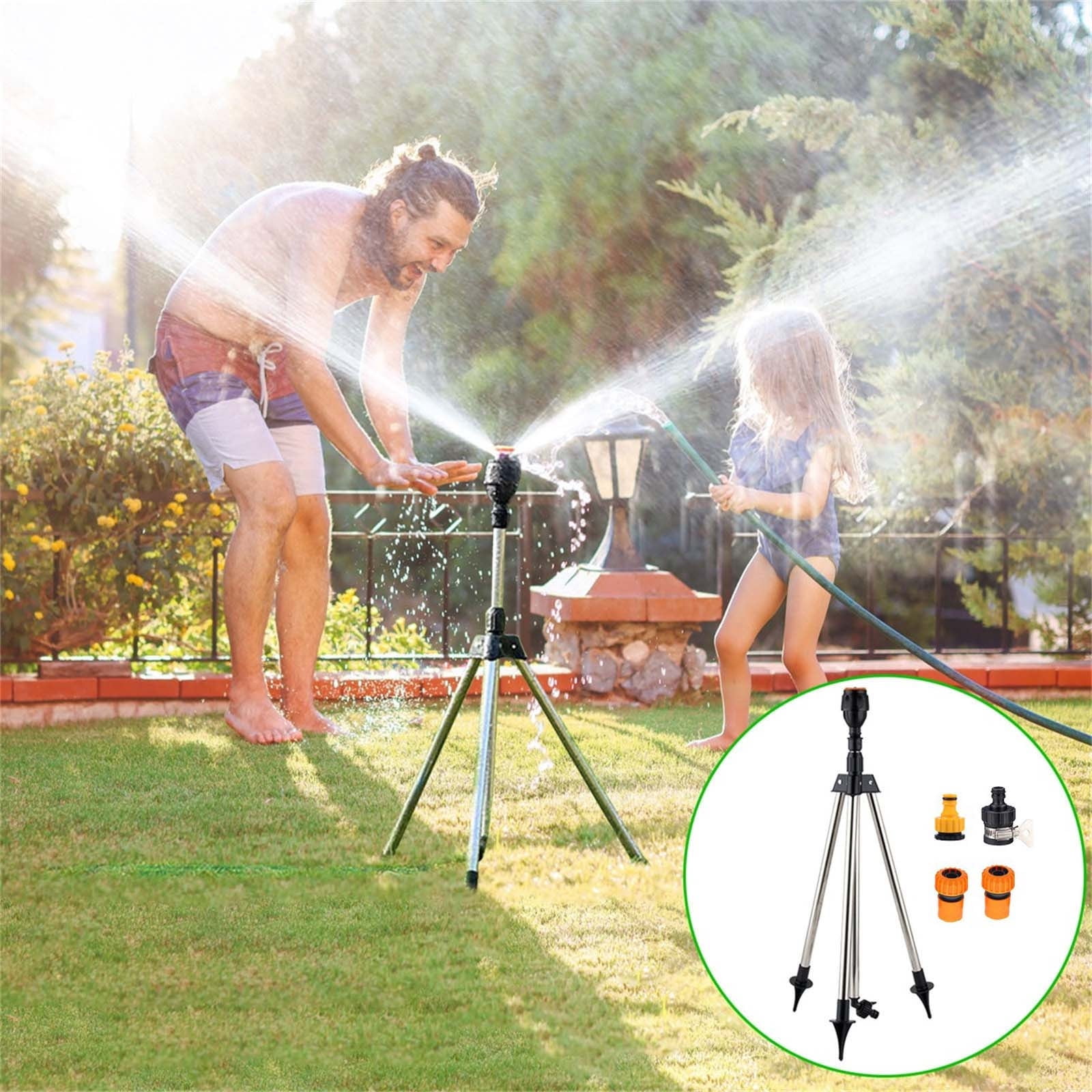 Rotating Tripod Sprinkler, Telescoping Tripod Sprinkler for Large Area, 360 Degree Automatic Rotating Irrigation Stand, Yard, Garden, Lawn