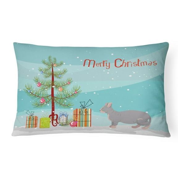 Carolines Treasures CK4610PW1216 Dwelf 1 Cat Merry Christmas Canvas Fabric Decorative Pillow, 12H x16W, multicolor