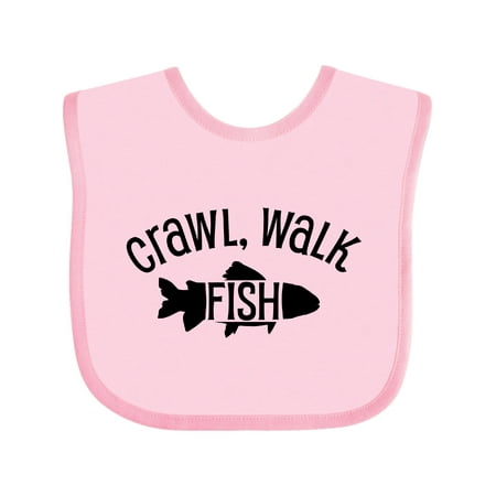 

Inktastic Crawl Walk Fish Boys or Girls Baby Bib