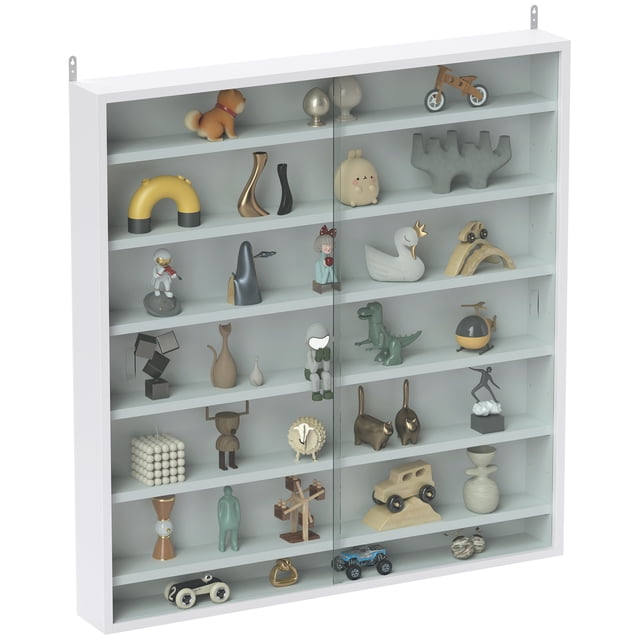 HOMCOM 7-Storey Wall Shelf Display Cabinet, Shot Glass Display Case