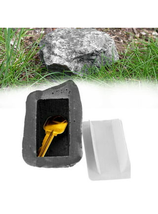 Fake Rock Key Hider,Flat Plastic Base Holder in Gray Color for Safe  Compartment of Spare Car Key, House Keys ,Home Improvement, Unique Gift 