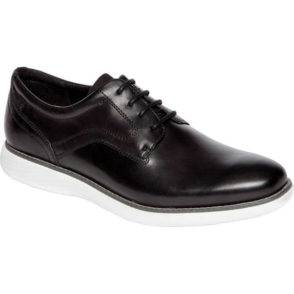 Men's Rockport Garett Plain Toe Oxford Black/White Leather 15 M