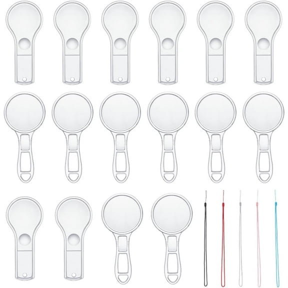 12 Pcs 2 Styles Mini Handheld Magnifying Glass with Nylon Strap Small Plastic Portable Reader Mini Handheld Lens Bulk DIY