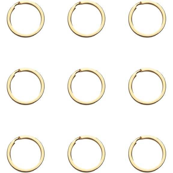 10 Pcs Flat Key Rings 2 cm Metal Keychain Split Small Flat Rings, Gold