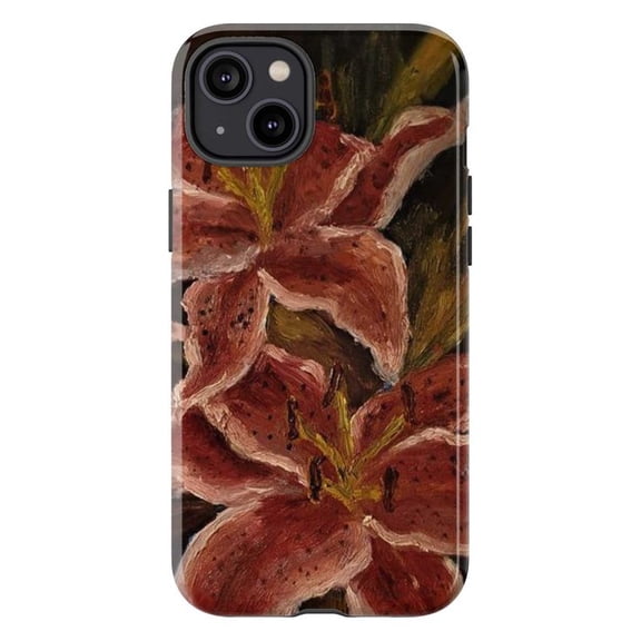 Red Lily Oil Painting Phone Case, Vintage Floral Blossom Art Design Cover for iPhone 17 16 15 14 13 12 11 Pro Plus Mini