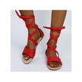 thumbnail image 5 of Frontwalk Ladies Flat Sandals Open Toe Casual Shoes Strappy Summer Sandal Daily Lightweight Walking Shoe Women Ankle Strap Bright Red 11.5, 5 of 6