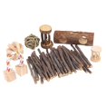 thumbnail image 2 of Guinea Toys Chinchilla Hamster Rat Toys, Bunny Gerbil Molar Natural Wooden Dumbells Exercise Bell Roller Small 4, 2 of 5