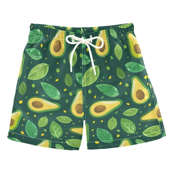 joogoo Boys Swim Trunks Avocado Fruit Leaves Beach Board Shorts Drawstring Swimsuit S