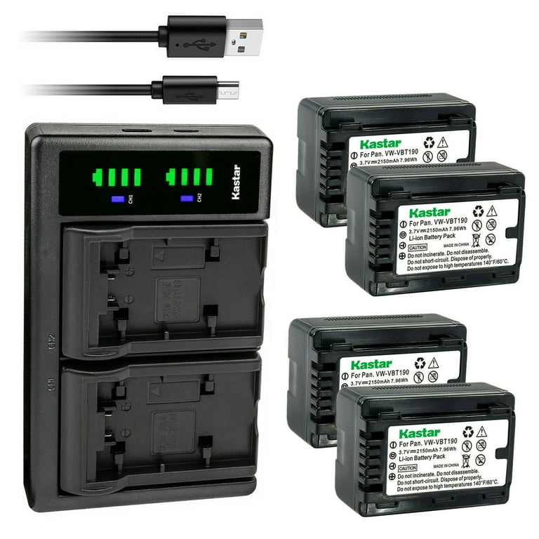 Kastar 4-Pack VW-VBT190 Battery and LTD2 USB Charger Compatible