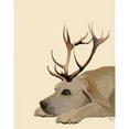 thumbnail image 3 of Fab Funky 12x14 Black Modern Framed Museum Art Print Titled - Labrador with Antlers, 3 of 5