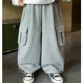 thumbnail image 4 of Boys Pants Casual Lightweight Solid Color Trousers Autumn Comfortable Wide Leg Kids Bottoms With Side Pockets for Kids Daily Clothes, 4 of 9