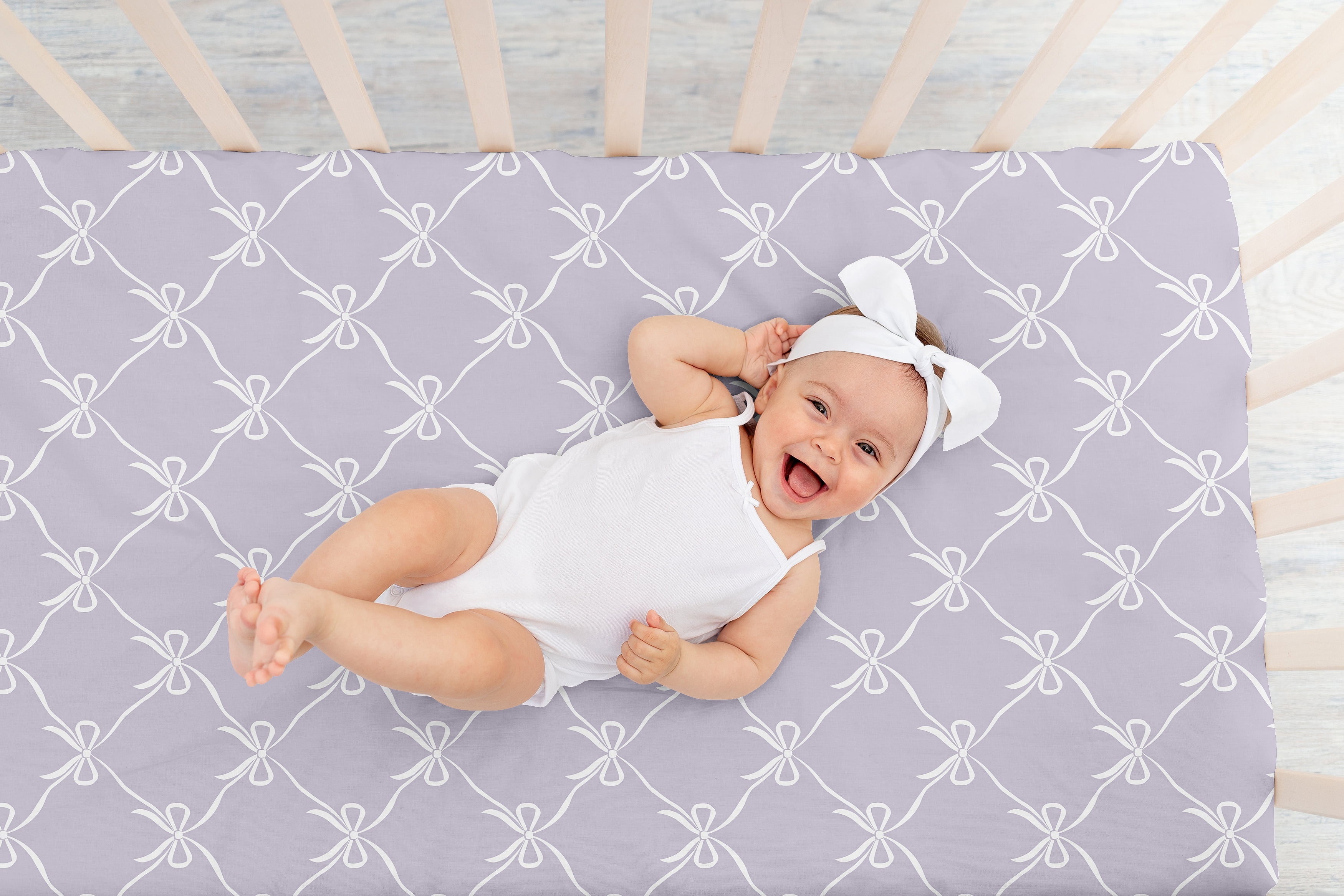 Sweet Jojo Designs Ballerina and Ballet Bows Purple Girls Fitted Crib Sheet