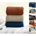 thumbnail image 4 of Fennco Styles Textured Knit Solid Fringe Throw Blanket 50" W x 60" L - Terracotta Waffle Pattern Light Weight Blanket for Sofa, Couch, Living Room and Bedroom Décor, 4 of 5