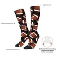 thumbnail image 4 of Naloa Brown Football On Black Thigh High Socks Extra Long Stretchy Sock Women Over Knee High Opaque Stocking Daily Wear, 4 of 6