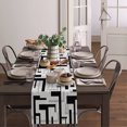 thumbnail image 4 of Table Runner Dresser Scarves 72 Inch Long, Modern Abstract Geometric Art Linen Dining Table Runners Black Gray White Patchwork Tabletop Scarf for Wedding Holiday Party Kitchen, 4 of 7