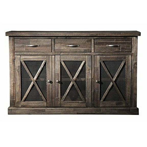 Alpine Furniture Newberry Wood Dining Sideboard in Salvaged Gray