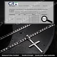 thumbnail image 2 of Leander Silver-Plated Cross Necklace, Unisex, 26mm Stainless Steel Diamond-Cut Figaro or Cuban Chain, Cross Pendant Necklace, 2 of 5
