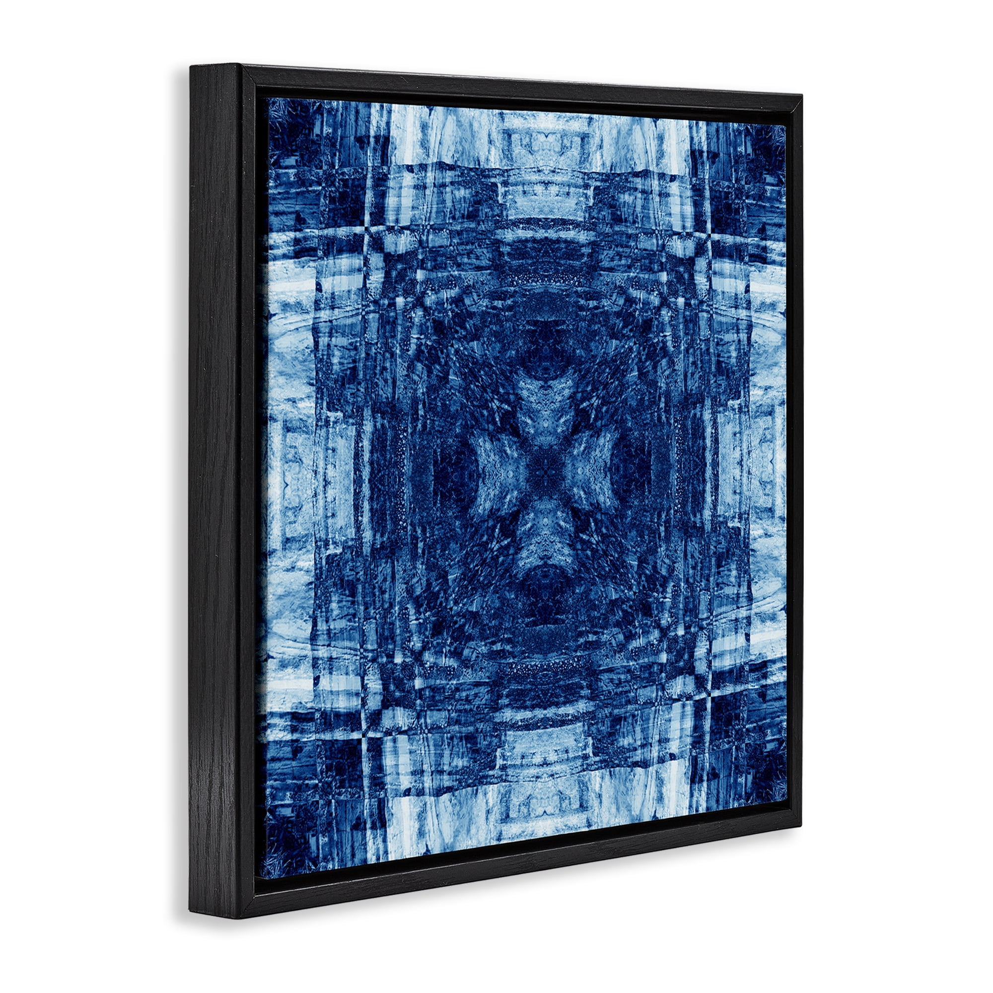 Stupell Industries Linear Geometric Pattern Abstract Painting Black Floater Framed Canvas Art Print Wall Art, 18 x 18