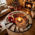 thumbnail image 5 of 3D Optical Illusion Christmas Round Rug, Non-Slip Washable Carpet with Santa Campfire Print for Living Room, Bedroom and Entryway Holiday Decor, 19.69 Inch, 5 of 8