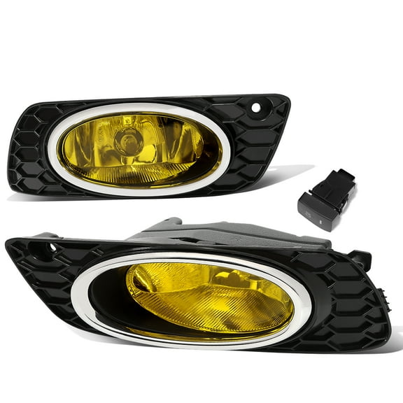 DNA Motoring FL-ZTL-237-AM For 2012 Honda Civic Sedan Front Bumper Driving Fog Light Lamp Switch Amber Lens