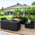 thumbnail image 5 of RADIATA 7 Pcs Outdoor Furniture with Fire Pit Table Wicker Set,Dark Gray, 5 of 12