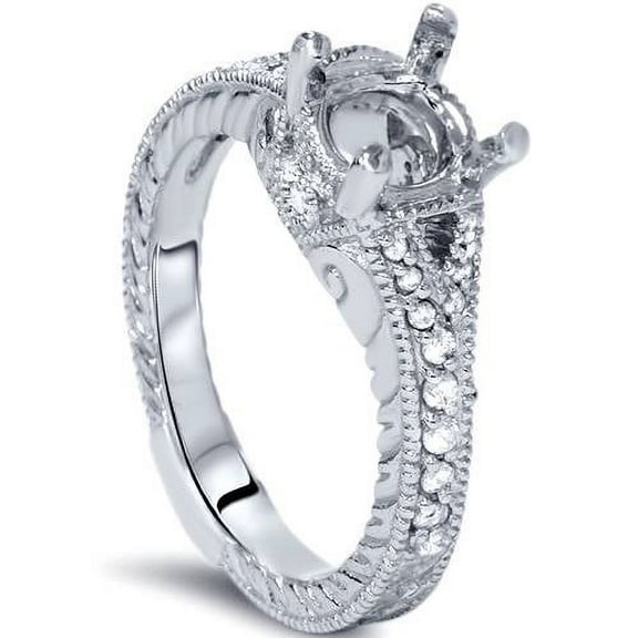 Pompeii 1/4ct Vintage Engagement Ring Setting 14K White Gold Mounting (G/H,I1)