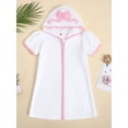 thumbnail image 2 of Argulvti Kid Swim Coverups Bow/Elephant Embroidery Short Sleeve Hooded Robe Zip-Up Towel Beachwear, 2 of 7