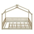 thumbnail image 4 of Full Size House Bed Frame with Fence, Wooden Floor Bed with Doorless Design, Natural, 4 of 9