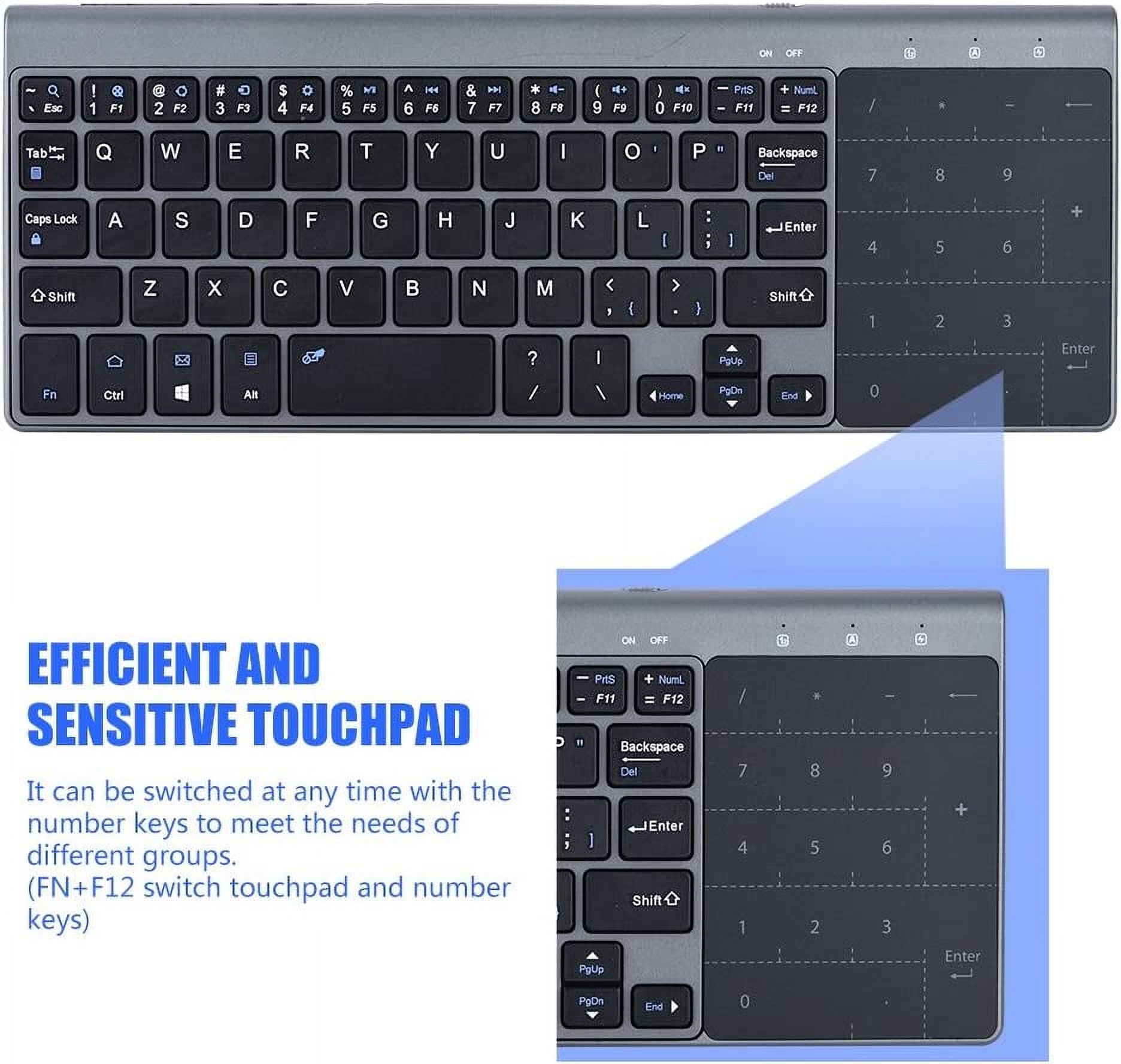 Yirtree Mini Slim Wireless Keyboard, 2.4Ghz Wireless Keyboard Handheld with Touchpad for PC Notebook TV Box Notebook Computer Portable PC Keyboard