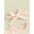 thumbnail image 6 of Musuos Baby Girls 3 Piece Outfits 6 12 18 24M Letter Print Short Sleeve Romper and Daisy Print Shorts Cute Headband Summer Clothes, 6 of 10