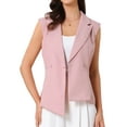 thumbnail image 1 of INSPIRE CHIC Chaleco de Trabajo Sin Mangas de Cuello de Solapa con Cinturón para Mujeres S Rosa, 1 of 5