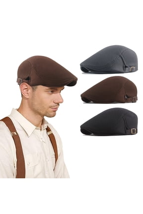 3 Pack Summer Newsboy Hats for Men, Breathable Beret cap, Driving Flat Hats, Adjustable Newsboy Hat for Outdoor, Driving, Hunting, Casual, Golf, 22"-24"