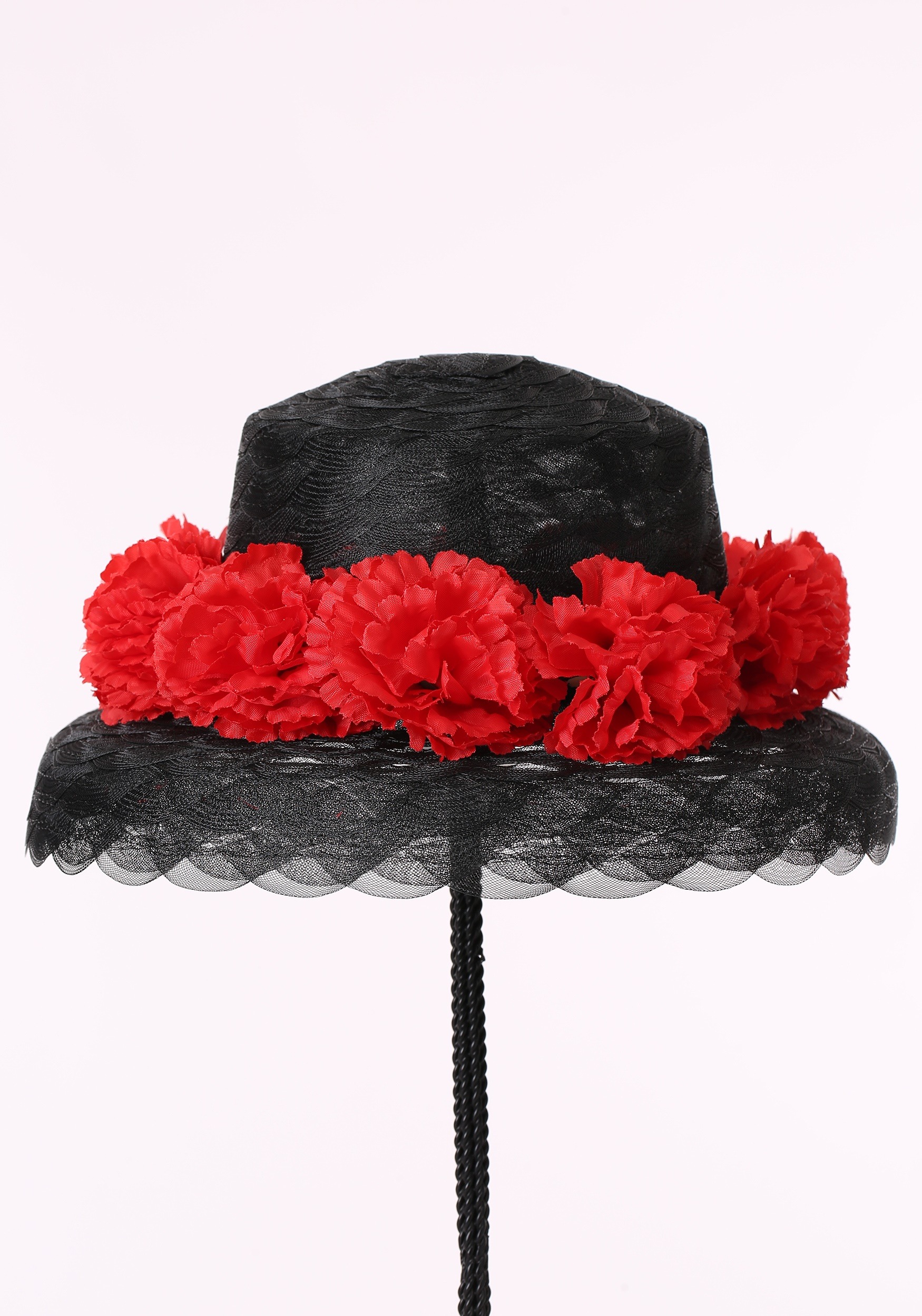 red and black derby hat