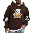 thumbnail image 2 of Yusimy Men's Hooded Sweatshirt Halloween Ghost Print Fleece-Lined Pocket Drawstring Long Sleeve Streetwear Cozy Winter Pullover, 2 of 5