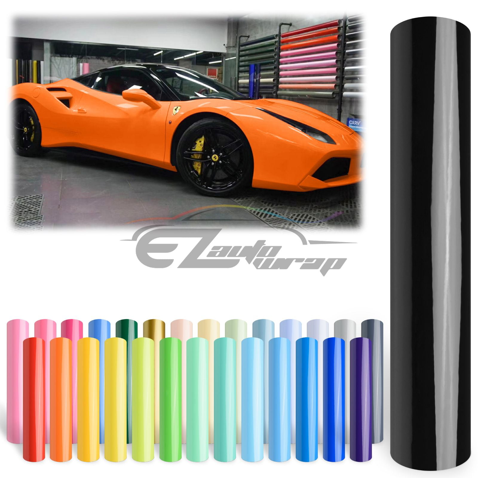 60" x 96" Inch Gloss Orange Glossy Vinyl Wrap Film Decal Bubble Free Air Release