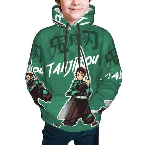 Demon Slayer Tanjiro Kamado Kids' Hoodie 3d Print Sweatshirt Soft Pullover Hooded With Big Pockets For Boys Or Girls Small