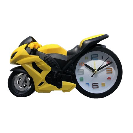 HILOGEL Creative Motorcycle Shape Quartz Clock Alarm Clocks Timekeeper Desktop for Home Kids Room Wake Up for Time Clocks Award Gift Model