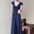 thumbnail image 2 of Women Lace Polka Dot Maxi Dress, Slim Fitted Waist Long Dress for Party and Daily Casual Wear, 2 of 5