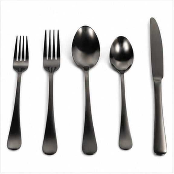 OHOIOLLA Black Stainless Steel Cutlery Set with Organizer for Home Use