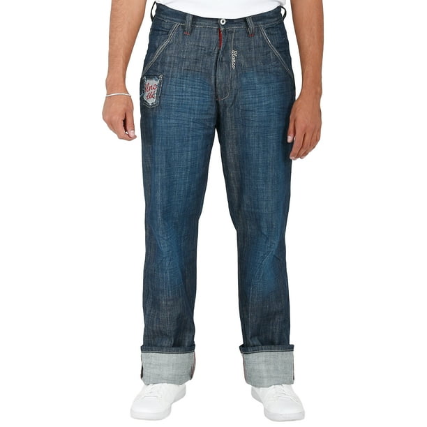 Blanco Label Men's Relaxed Fit Denim Jeans Medium Washed & Reversed Back  Pocket, Male Size 30, 32, 34, 36, 38, 40, 42 