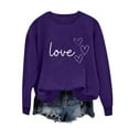 thumbnail image 1 of Sudadera Penkiiy Valentine para mujer: lindas camisetas del día de San Valentín Love Heart Graphic Print Suéter de manga larga Tops XS Purple, 1 of 5
