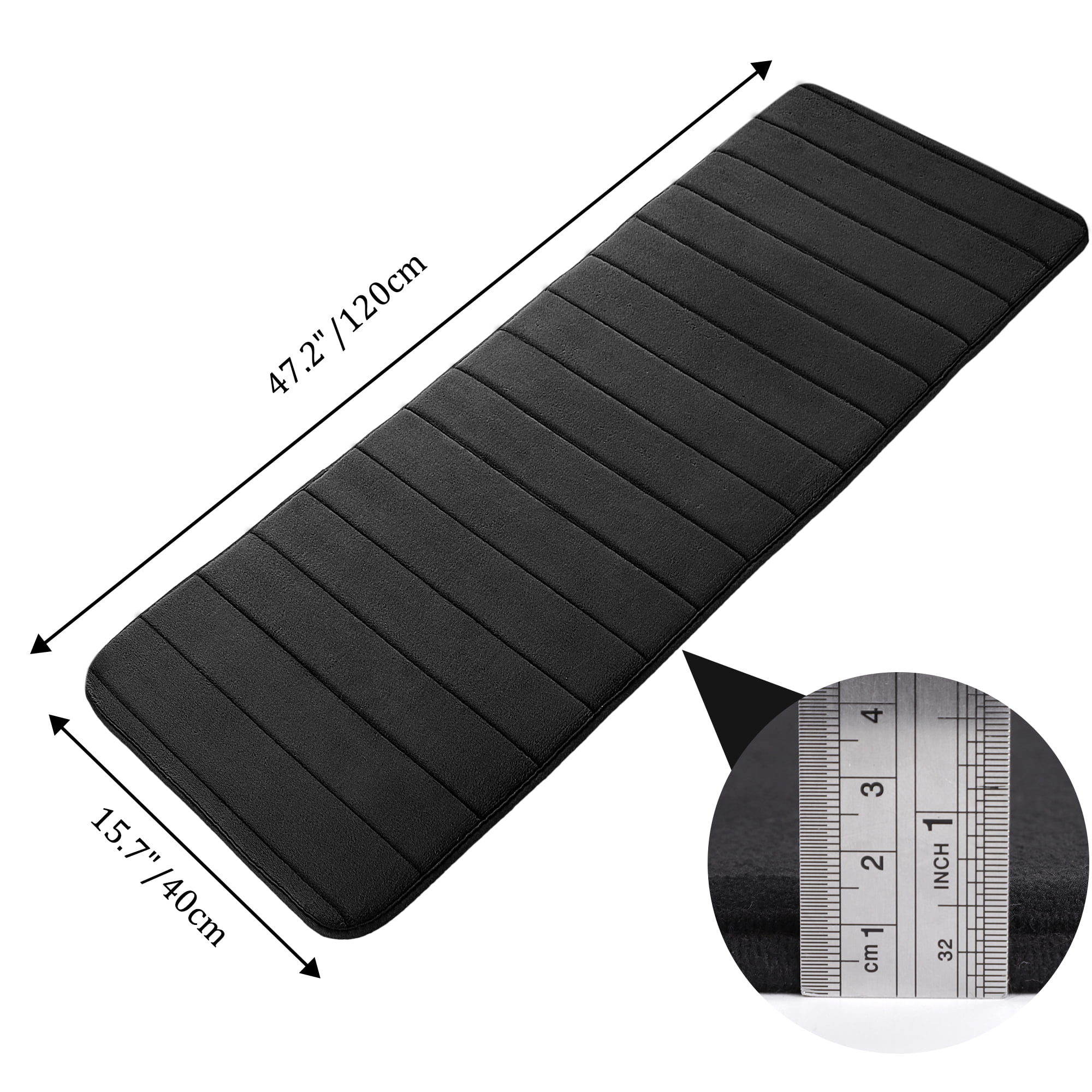 Unique Bargains Anti-slip Memory Foam Bath Floor Mat Area Runner Rug Black 15.7"x47.2"